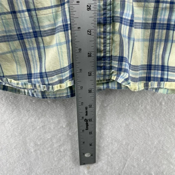 Gap Button-Down Shirt Men Sz XL Yellow Blue Slim Fit Plaid Collared Patch Pocket - Picture 5 of 11